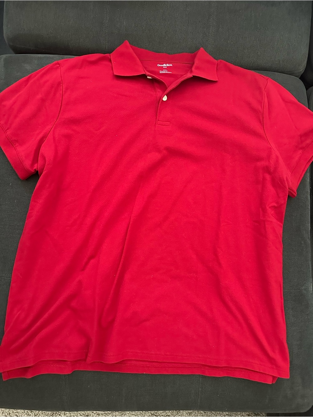 Goodfellow & Co Bright Red Men's Polo Shirt with Two-Button Placket
